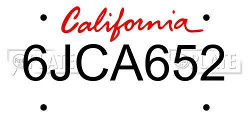 6JCA652 California License Plate