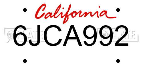 6JCA992 California License Plate