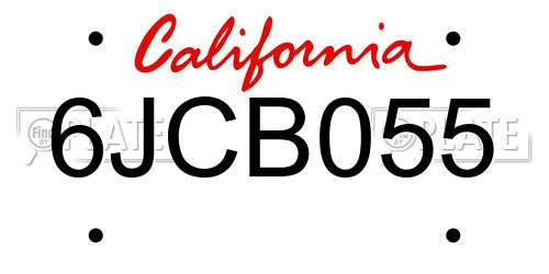 6JCB055 California License Plate
