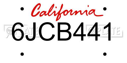 6JCB441 California License Plate