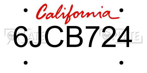 6JCB724 California License Plate