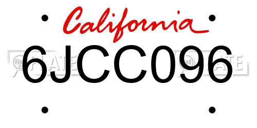 6JCC096 California License Plate