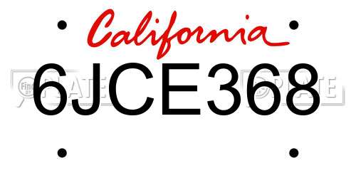 6JCE368 California License Plate