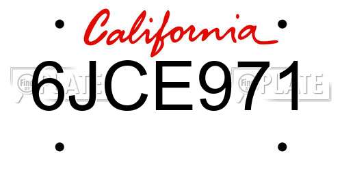 6JCE971 California License Plate