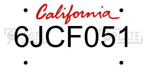 6JCF051 California License Plate