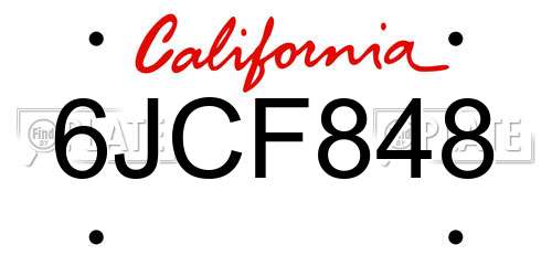 6JCF848 California License Plate