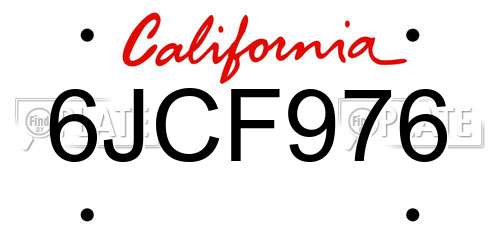 6JCF976 California License Plate