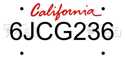 6JCG236 California License Plate