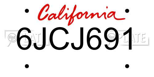 6JCJ691 California License Plate