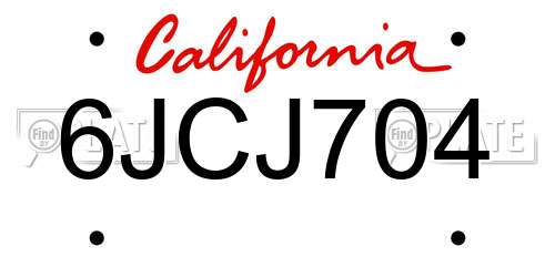 6JCJ704 California License Plate