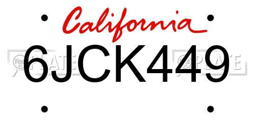 6JCK449 California License Plate