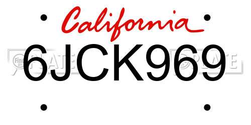 6JCK969 California License Plate