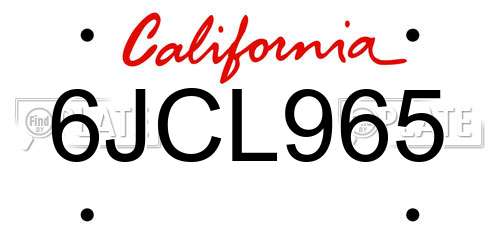 6JCL965 California License Plate