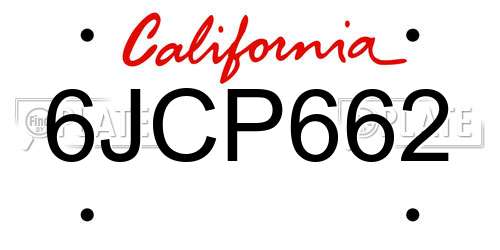 6JCP662 California License Plate