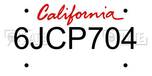 6JCP704 California License Plate