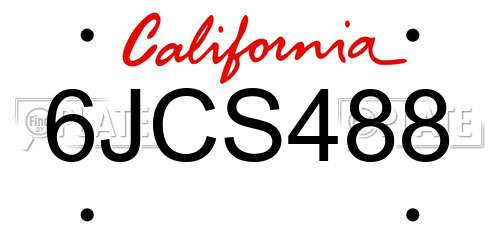 6JCS488 California License Plate