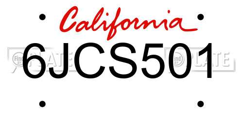 6JCS501 California License Plate