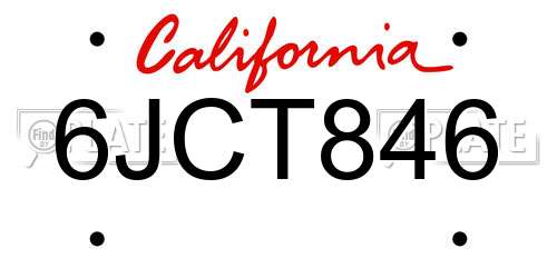 6JCT846 California License Plate