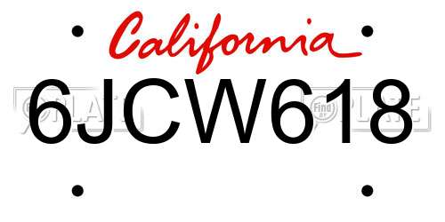 6JCW618 California License Plate