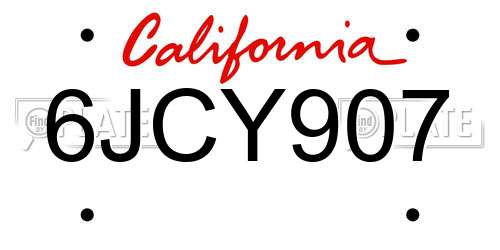 6JCY907 California License Plate