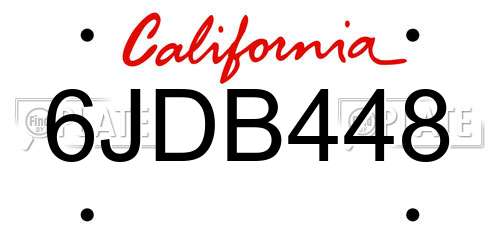 6JDB448 California License Plate