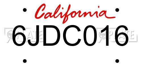 6JDC016 California License Plate