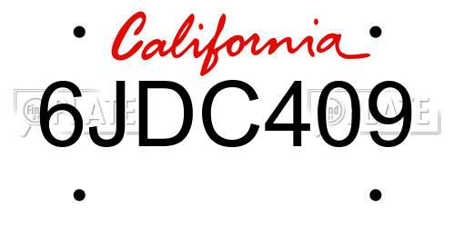 6JDC409 California License Plate
