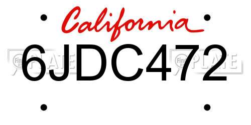6JDC472 California License Plate