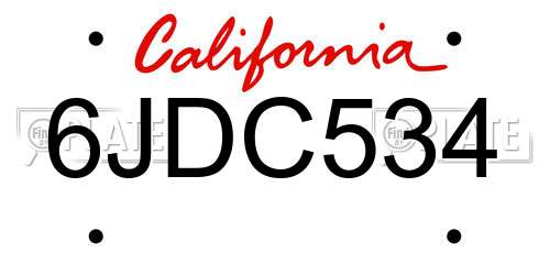 6JDC534 California License Plate