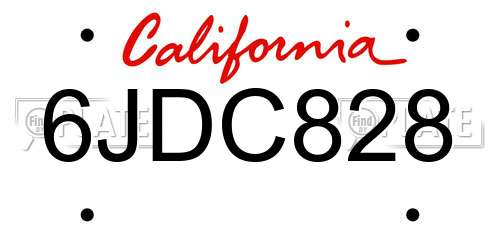 6JDC828 California License Plate