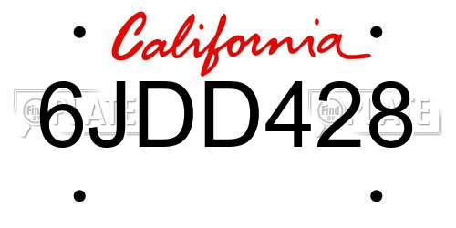 6JDD428 California License Plate