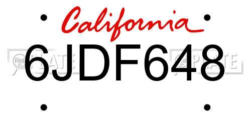 6JDF648 California License Plate