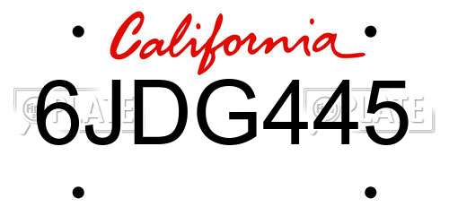 6JDG445 California License Plate