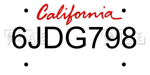 6JDG798 California License Plate