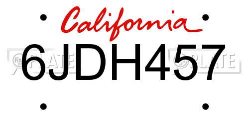 6JDH457 California License Plate