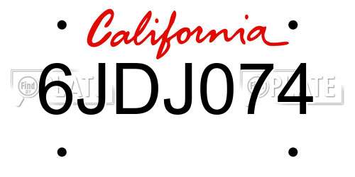 6JDJ074 California License Plate