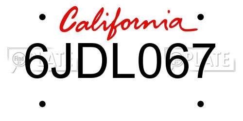 6JDL067 California License Plate