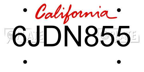 6JDN855 California License Plate
