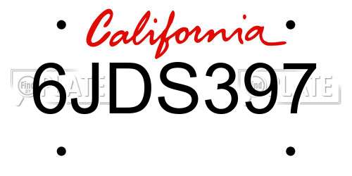 6JDS397 California License Plate