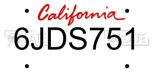 6JDS751 California License Plate