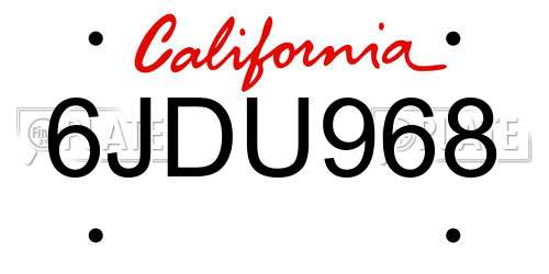6JDU968 California License Plate