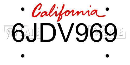 6JDV969 California License Plate