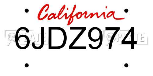 6JDZ974 California License Plate