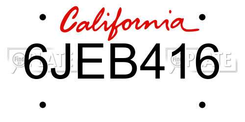 6JEB416 California License Plate
