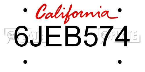 6JEB574 California License Plate