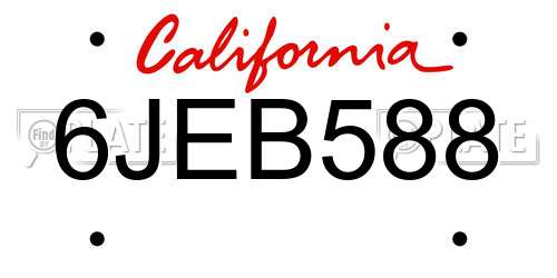 6JEB588 California License Plate