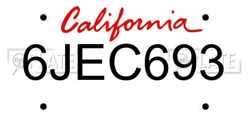 6JEC693 California License Plate