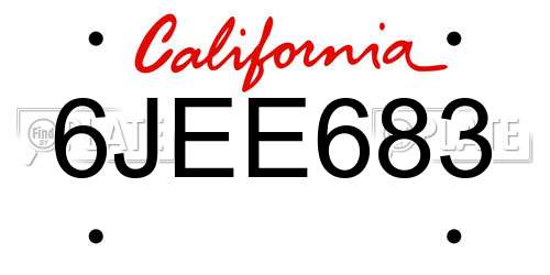 6JEE683 California License Plate