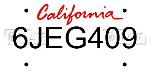 6JEG409 California License Plate