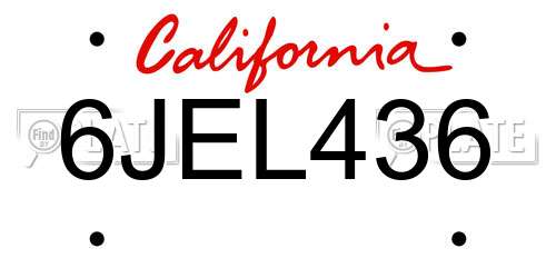 6JEL436 California License Plate